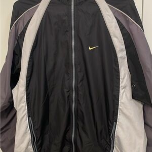 Nike Men's Black and Gray Windbreaker with Gold Accent